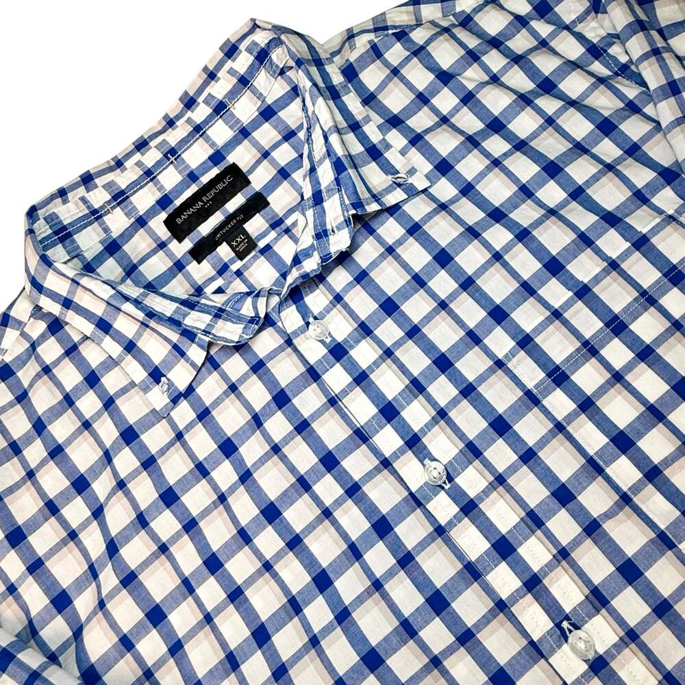 Banana Republic Untucked Fit Plaid Button Down Shirt XXL